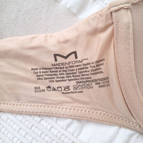 Maidenform Nude Lace Detail Push-up Bra 36A - Picture 3 of 9